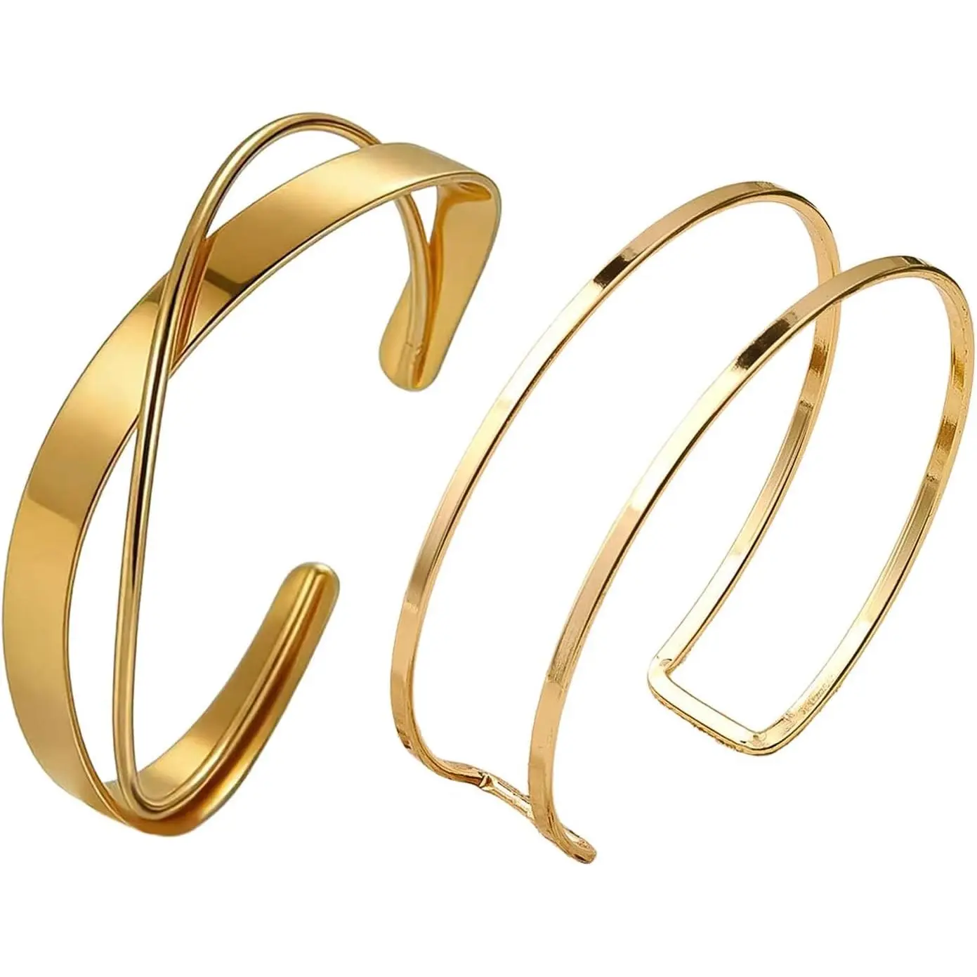 2 count  Arm Cuff  for Women Minimalist Arm Cuffs Bracelets Open Adjustable Chunky Cuffs Bangle Summer Beach upper arm cuff