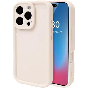 Phone Cases for iPhone 17 Pro Max 16 15 14 13 12 11 Pro Max Plus Flexible Liquid Silicone Matte Back Cover Shockproof Phone Case Camera Protection Light Weight Protective Bumper Cover case for iPhone 17 Pro Max-Cream