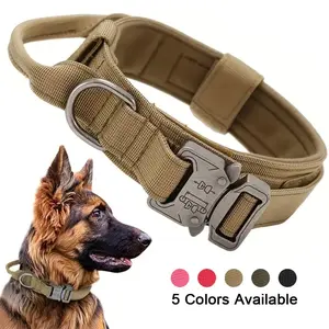 Heavy-duty anti-bite tactical dog collar, with metal quick-release buckle and reinforced nylon webbing. Suitable for daily walks and training of medium and large-sized dogs. Applicable to German Shepherds and Labrador Retrievers