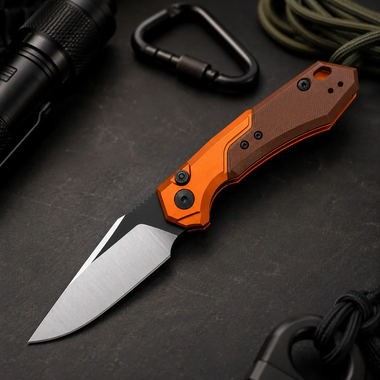 Compact KS 7851 CPM-154 Steel Blade Button Lock EDC Knife, Lightweight Flipper Camping Outdoor Gear, Durable EDC Tool with Pocket Clip (Lauch19)