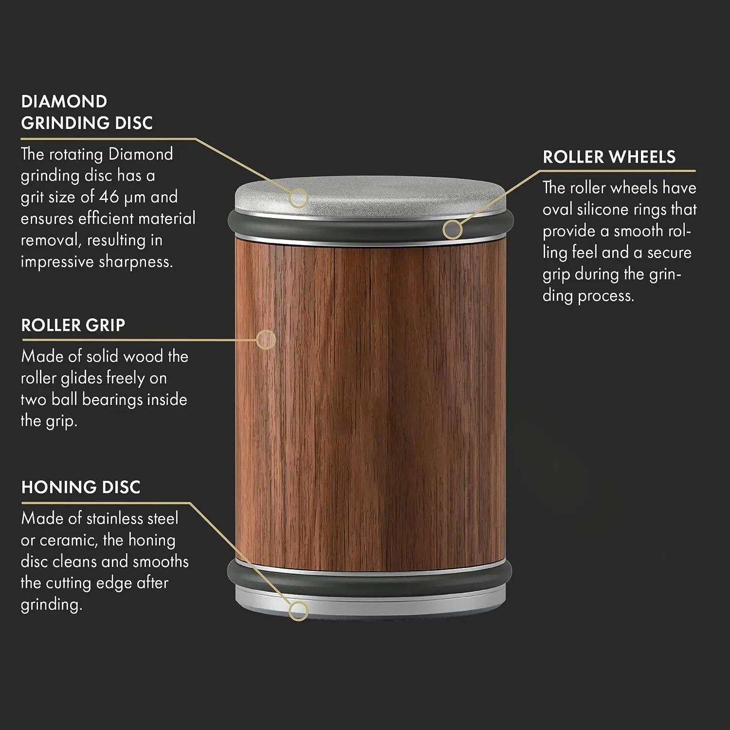 Wooden Handle Knife Sharpener Set, 1 Set Double Angle Knife Sharpener Box, Kitchen Knife Sharpening Tool