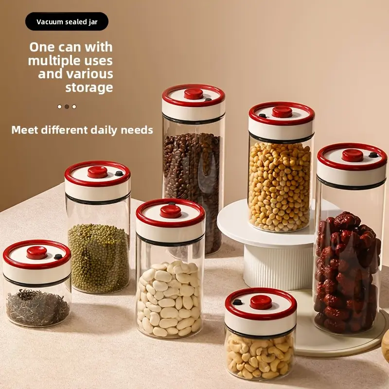 Glass Vacuum Food Storage Jar, Airtight Design, Multiple Models Available, Ideal for Kitchen, Coffee Bar, Freshness Preservation