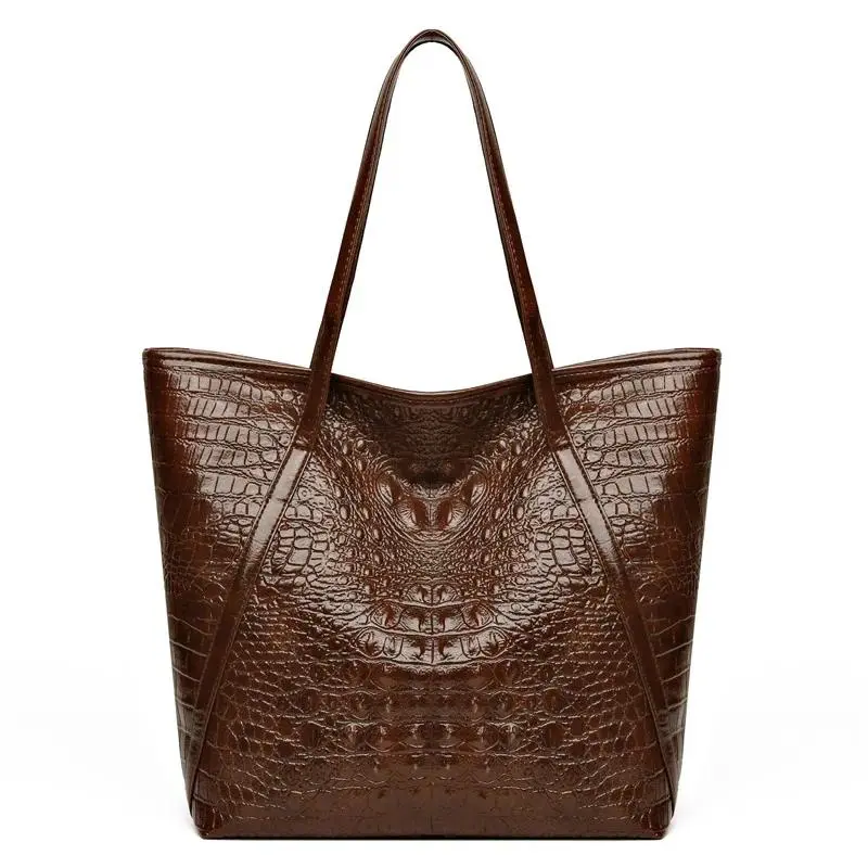 Simple Versatile Crocodile Print Tote Bag Large Capacity Fashion Handbag Vintage Design Shoulder Women's Bag