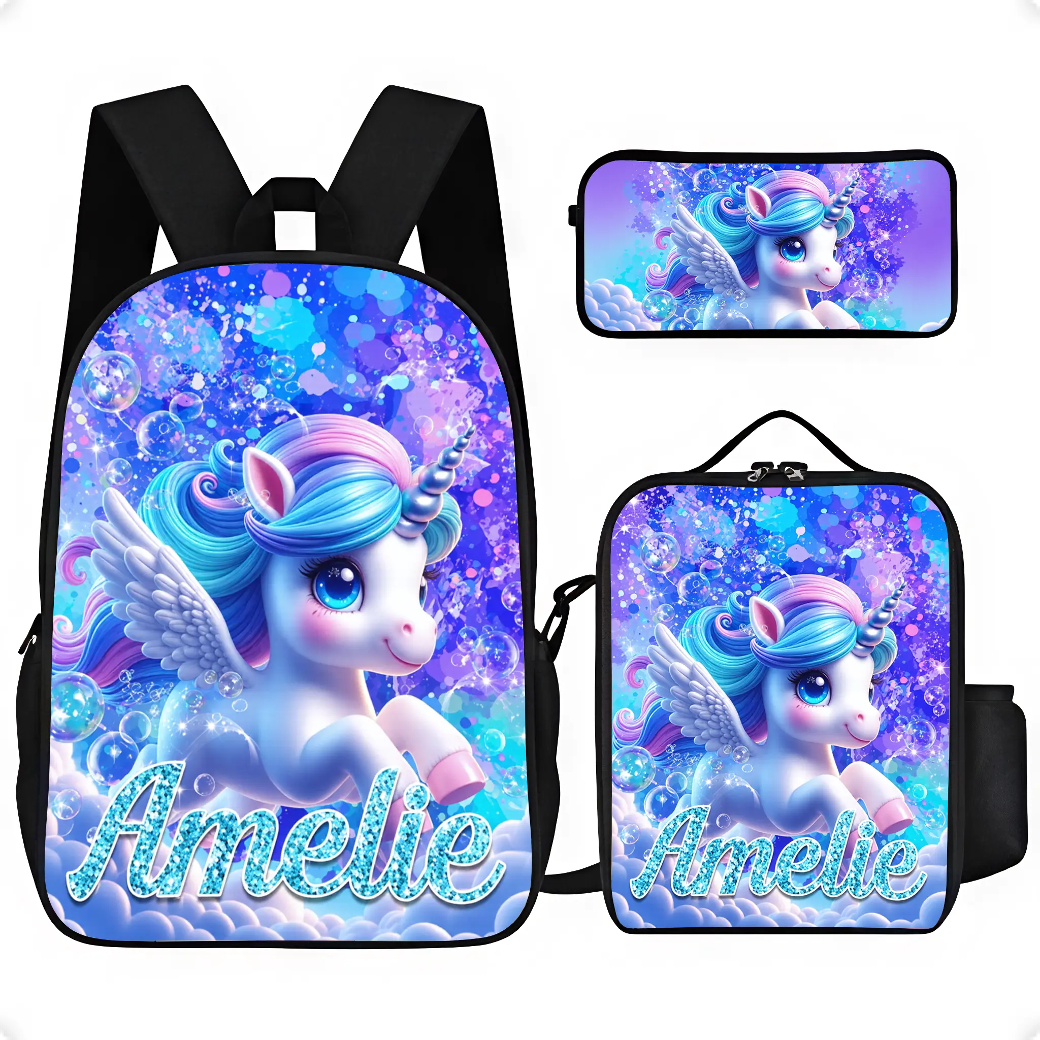 Back To School Unic Backpack Set, Custom Name Addable Casual Backpack. Lightweight Multi-Pocket Design, Practical Daily Study And Travel Bag For Children.   # TikTokMadeMeBuyIt # BoysCustomBackpack # AfroBoyAccessorySet # KidSchoolPack
