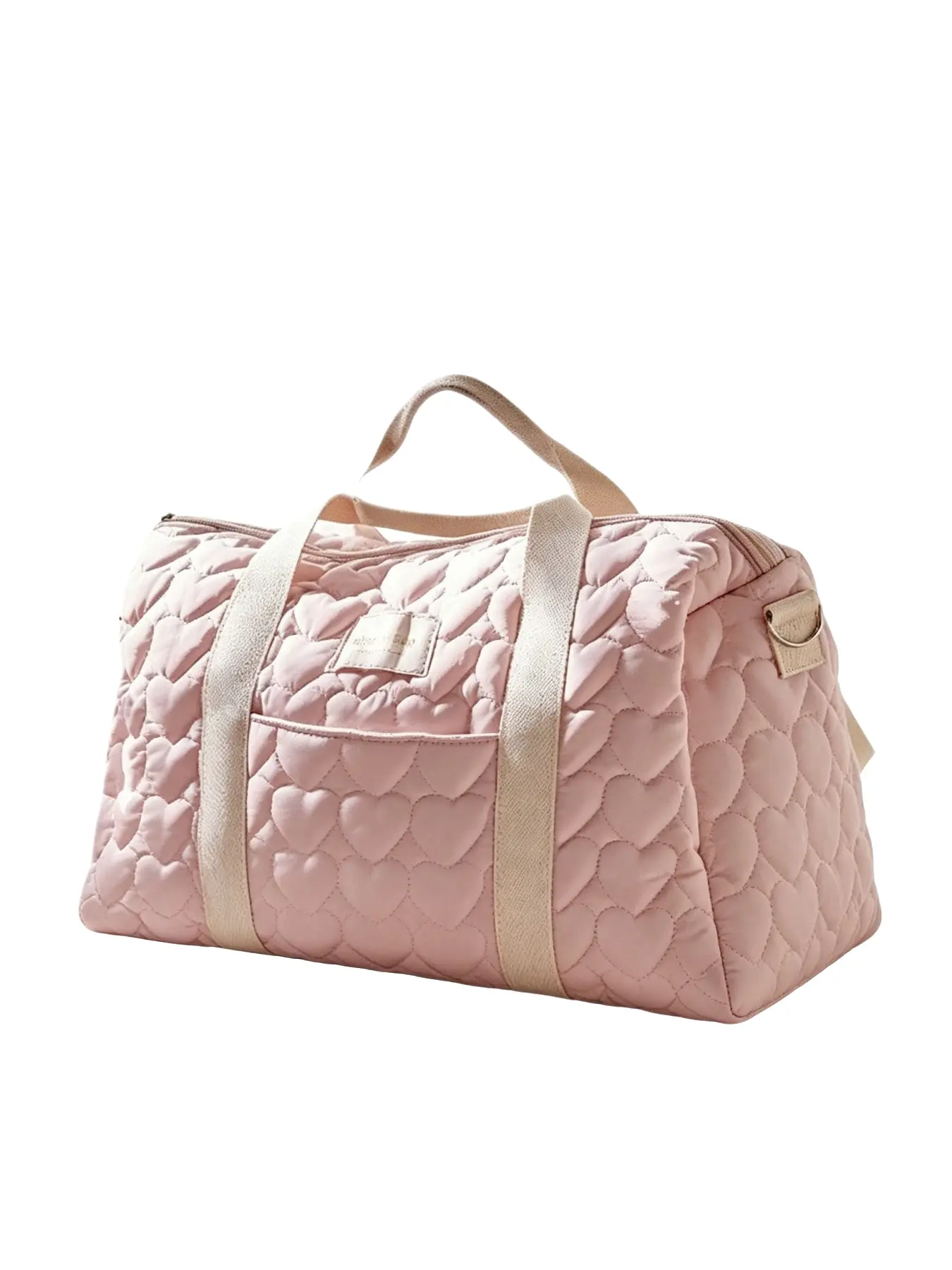 Cute Heart Embossed Quilted Maternity Duffle Bag, Removable Crossbody Strap, Large Storage Travel Tote for Hospital & Baby Outings, Travel Essentials, Travel Bags