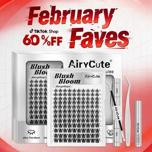 BlushBloom | AiryCute MangaMagic Collection | Ultra-Dense, Waterproof, Long-Lasting Lashes | FairyBloom | Fashion Wet Look | fairy bloom Beginner-Friendly DIY Lashes for a Flawless, Voluminous Look | Trendy & Must-Have Clusters