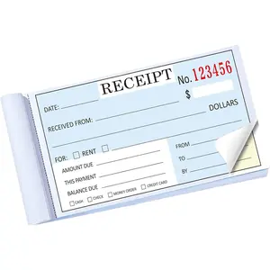 2 Packs Receipt Book with Carbon Copies,Receipt Book for Small Business,2-Part Carbonless,Blue and Yellow Copy,100 Sets per Book