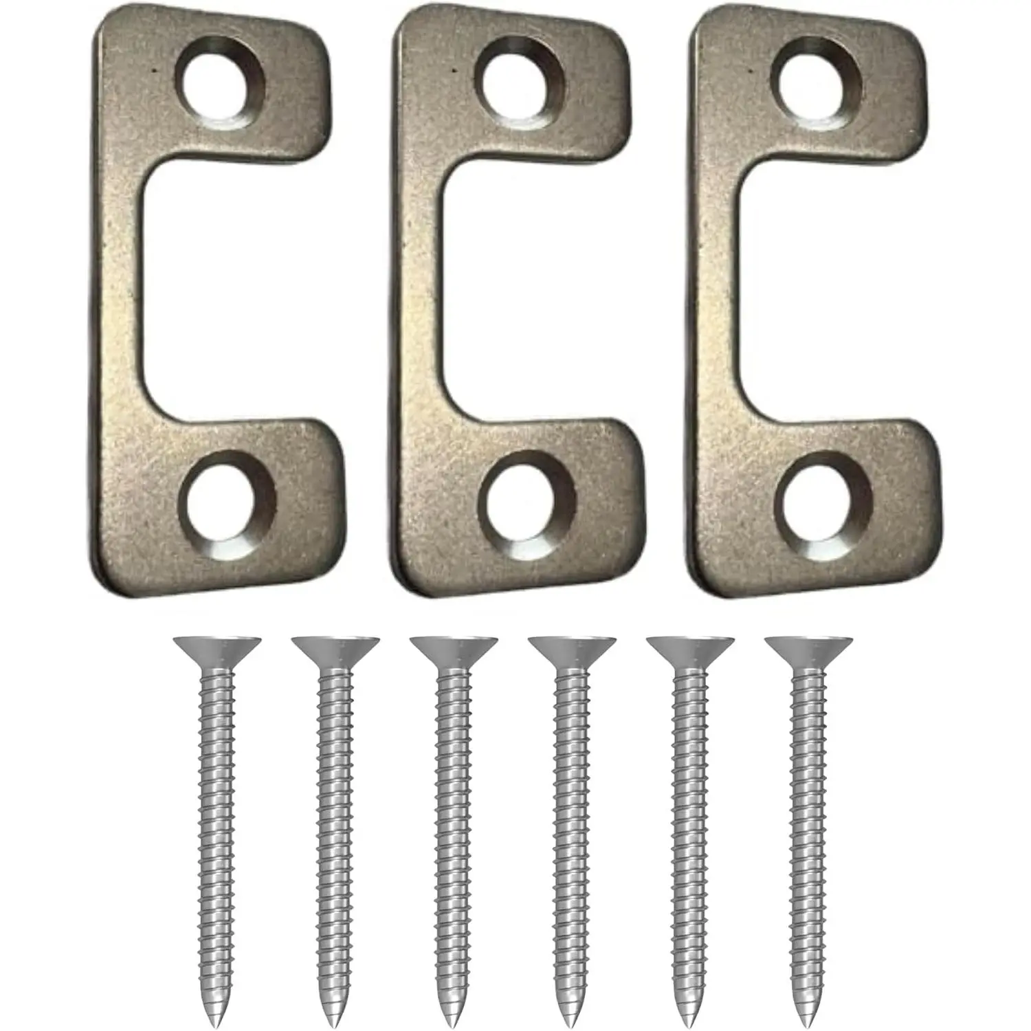 Adjustable Exterior Door Strike Plate - Synthetic, 1x2.25 in, Large Holes for Deadbolts, Misalignment Fix, Homeowners/Rental Use, Includes Screws, 3 Pack, Deadbolt Fitting