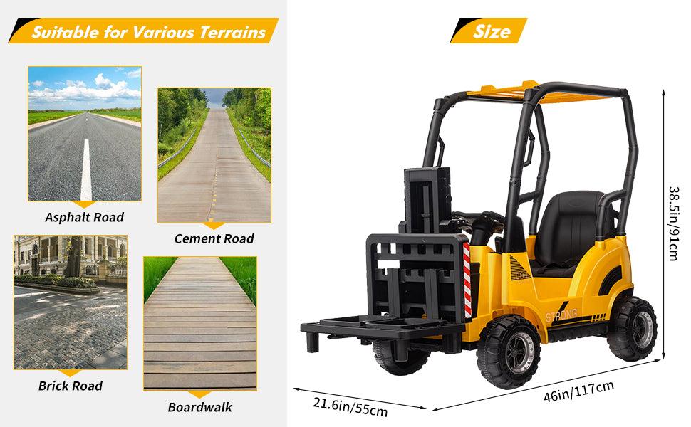 GARVEE 12V Ride-On Forklift for Ages 3-7: Indoor/Outdoor Fun, Realistic Design, Music, Speed Switch, 66lb Max Load, Remote Control - Available in Red or Yellow