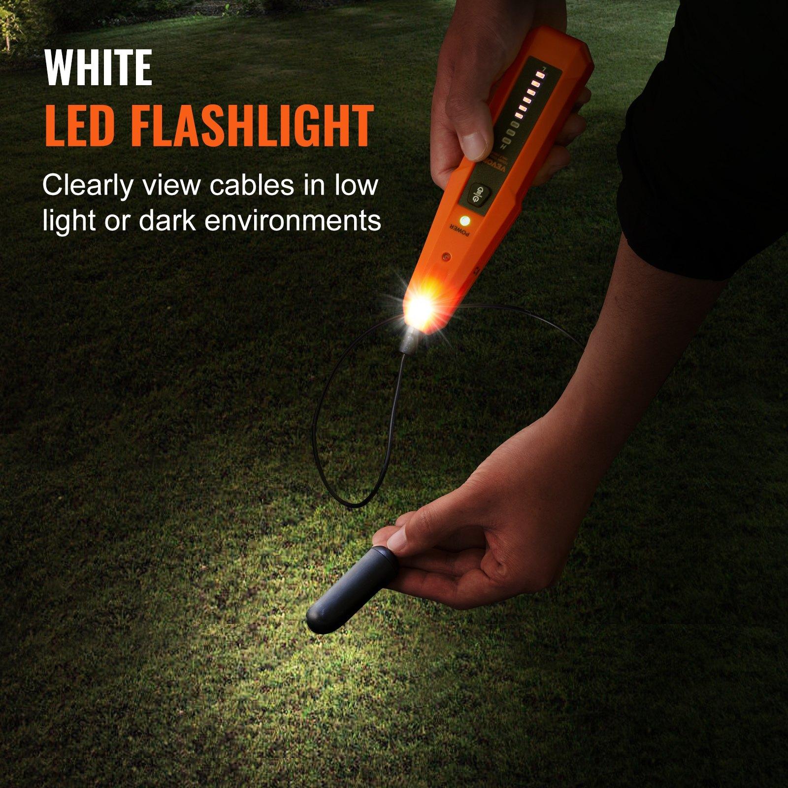 VEVOR Underground Cable Locator, 3 FT Max. Detection Depth, Wire Tracer Break Detector Finder with Earphone, 1000 FT Max.Detection Length Cable Tester for Pet Fence Buried Sprinkler Valve Irrigation VEVOR Underground Cable Locator, 3 FT Max. Detection Depth, Wire Tracer Break Detector Finder with Earphone, 1000 FT Max.Detection Length Cable Tester for Pet Fence Buried Sprinkler Valve Irrigation