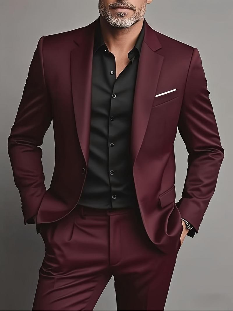 Men'S Formal Suit Two-Piece Set, Single Button Blazer and Pants, Suitable for Interviews, Business Professional Occasions, and Daily Casual Parties