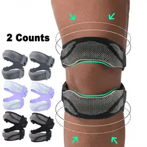 2PCS Knee Brace for Running & Basketball, Adjustable Compression Support with Patella Strap, Knee Sleeve for Men & Women