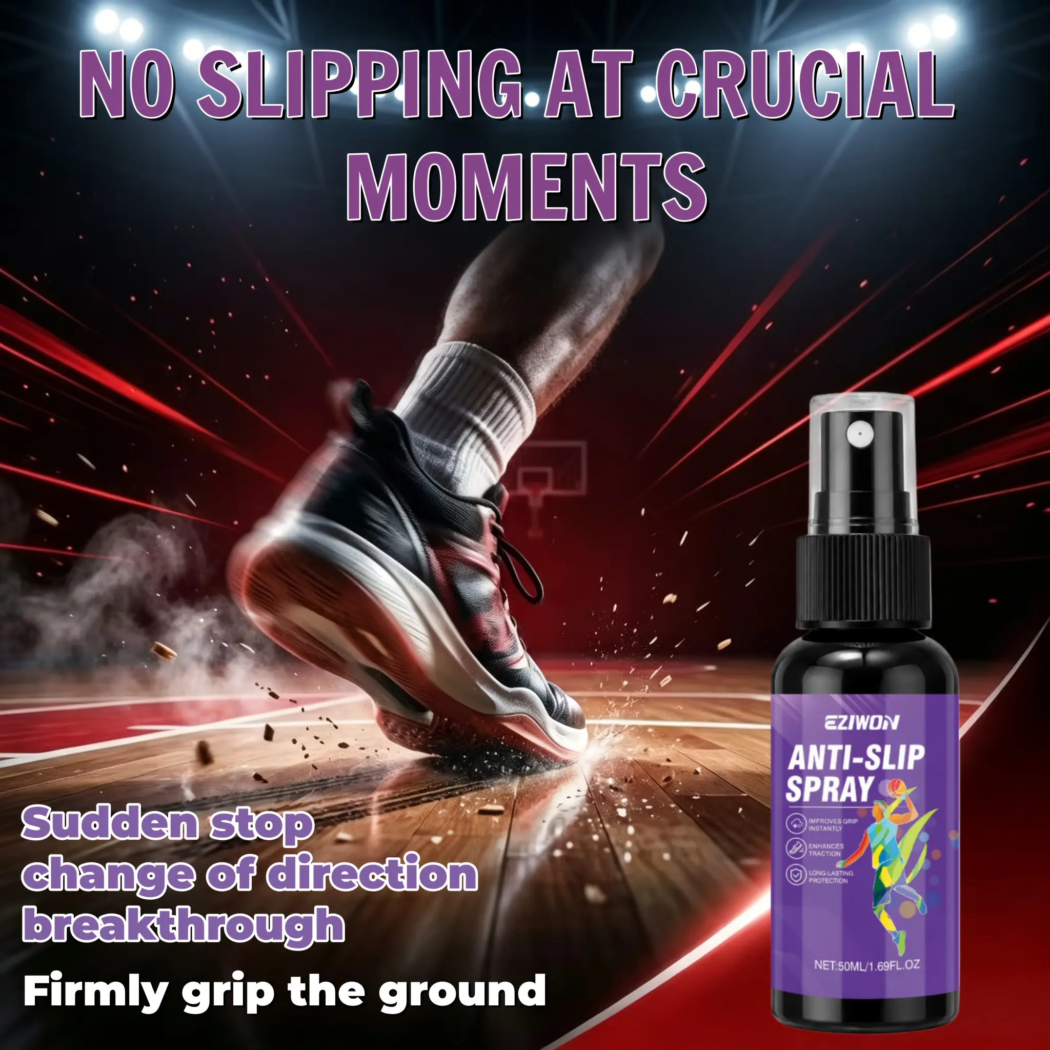 Multi-functional Sports Anti-slip Spray, Quickly Forms a Strong Adhesive Layer to Enhance Ground Friction, Ideal for Volleyball, Rock Climbing, and Other Sports. Suitable for Daily Use on Shoes, Gloves, and Sports Equipment. A Footwear Care Agent