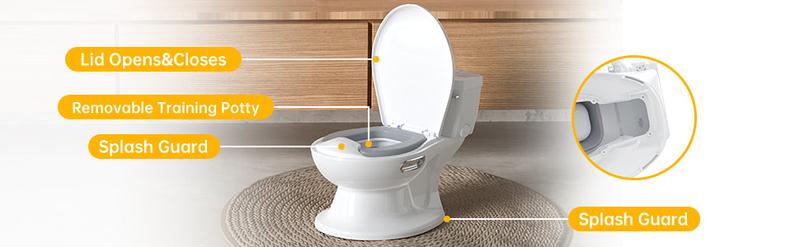 【GARVEE】Potty Training Toilet for Baby with Realistic Flushing Sound, Soft Seat, Removable Pot, Storage Tank, Toilet Paper Holder, Splash Guard, and Non-Slip Design for Toddlers