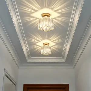 Modern E27 Crystal Chandelier Ceiling Light Fixture, Home Ceiling Lighting, Metal Glass Shade, Hardwired Design for Home Hallway Balcony, 85v-265v, Home Decor Light