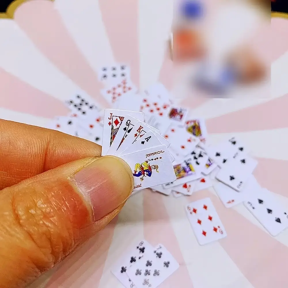 Mini Playing Cards Set 54 Cards, Tiny Travel Pocket Poker for Family Party Board Game, Waterproof Novelty Deck Paper Cards Gift for Bar Camping Night Adults Kids Backpacking Entertainment