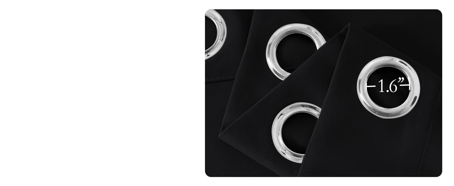 Blackout Draperies Window Panels, Autumn/Winter Thermal Grommet Blackout Curtains/Drapes for Cafe (Set of 2, 70 inches by 72 inches, Black)