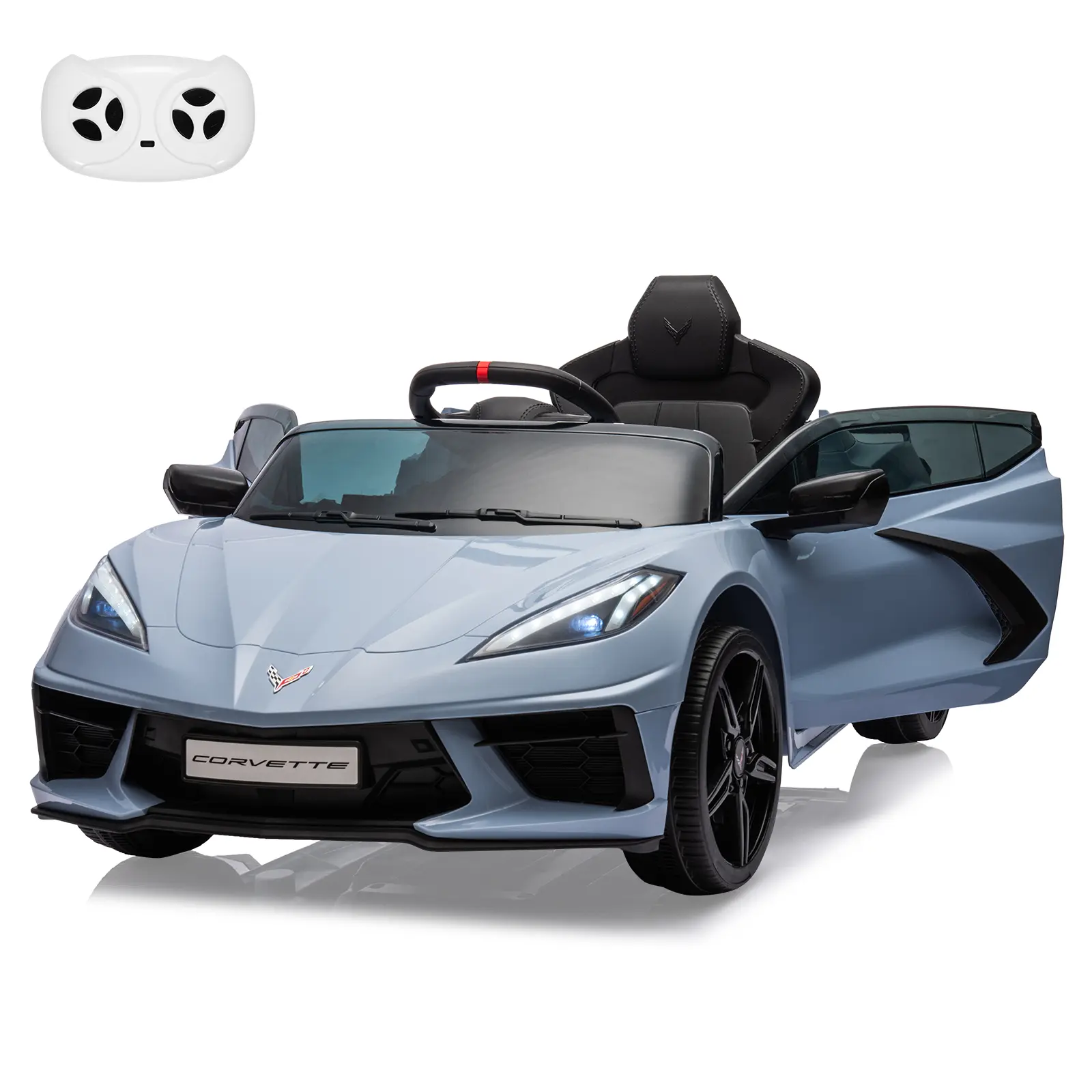 12V Electric Ride-On Sports Car for Kids – Remote Control, LED Lights, Music, Visual Dashboard – Battery Powered Gift Toy for Boys & Girls