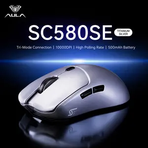 Aula Sc580se Tri-Mode Gaming Mouse, Wired/wireless Connection, Lightweight Design, 500mah Battery, Ergonomic, Compatible with Windows/iOS/MAC System, PC, Notebook and Cell Phone Equipment Are Available.