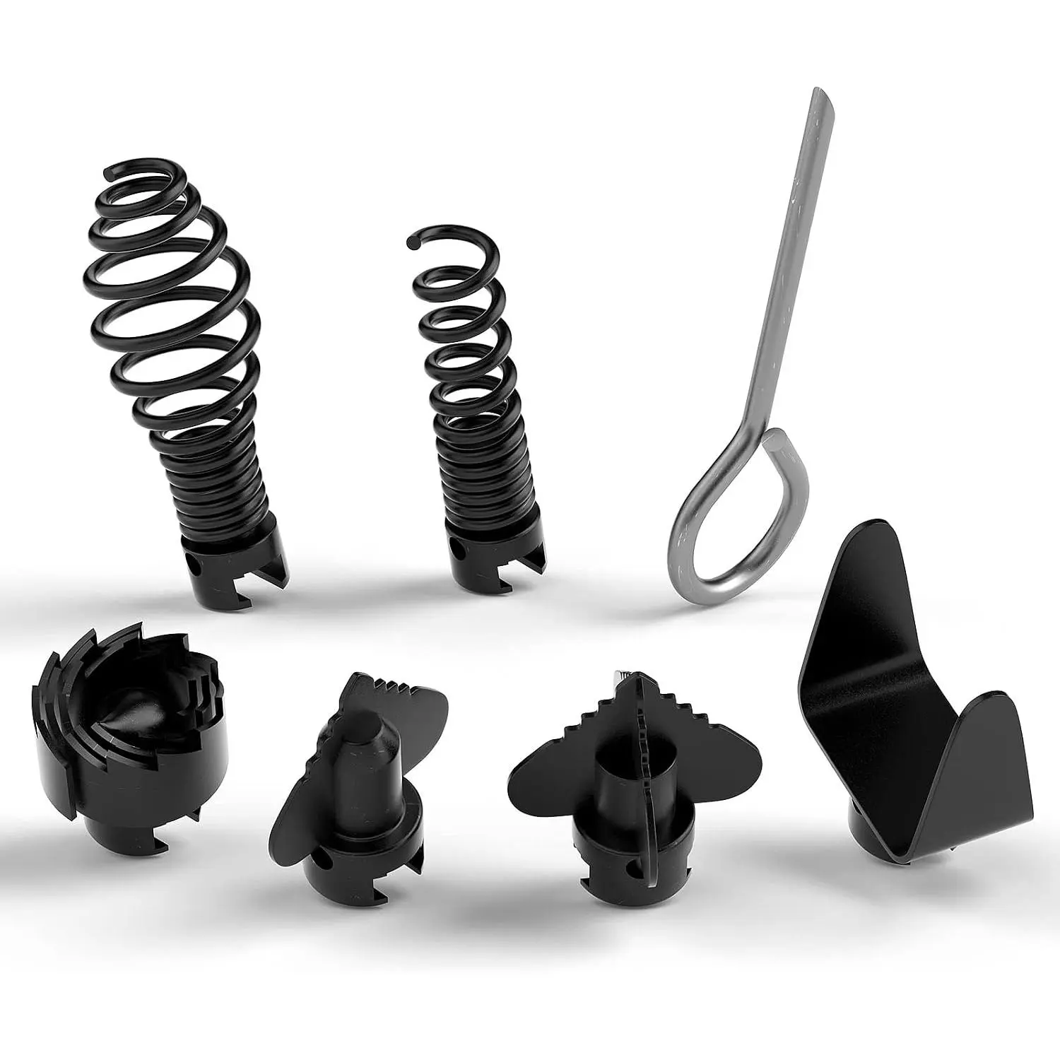 7 count Drain Cleaner Combination   Set,16mm Manganese Steel Spring Automatic Locking Drain Dredging   Accessories for Drain Cleaning Machines | For Drain Cleaning, Manganese Steel Spring Automatic Locking (0.6 INCH, Not included Locking Connector)