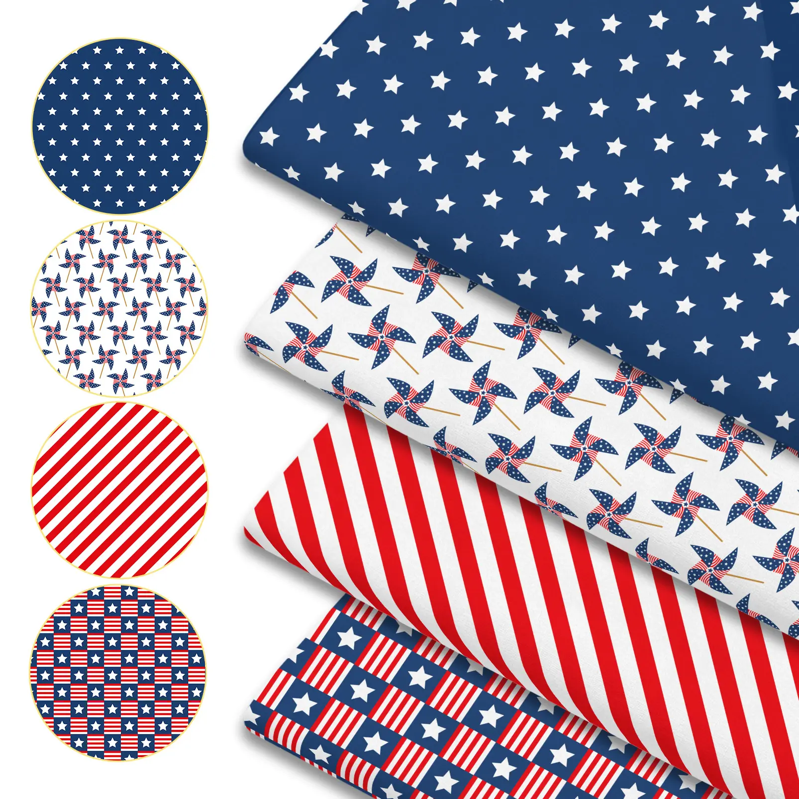 1pc Roll Stars and Stripes Fabric Suitable for Patchwork Quilting, Bedding, Tablecloths & DIY Crafts - Pre-Cut Sheets with Flag, Tensile Strength Thread for Tablecloth, Bags, Hats, Pillowcases (No Shrinkage)