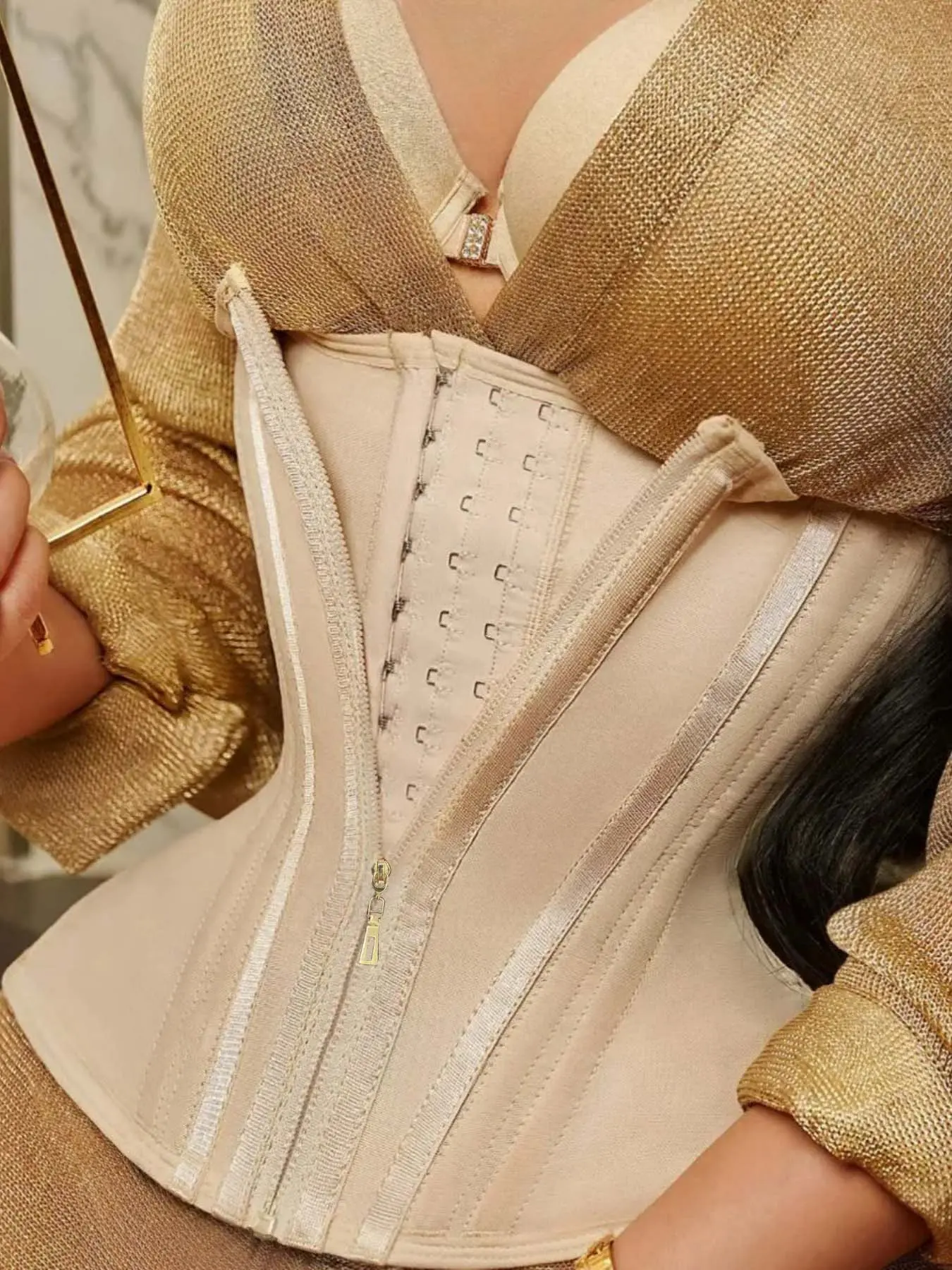 Size Down One Size Recommended, Women's Zipper Hooks Corset Waist Trainer, Fajas, Tummy Control Shaper Belt, Body Sculpting Belt, Women's Body Shaper, Women's Double Compression Shapewear for All Seasons, Suitable For Various Occasions, Womenswear