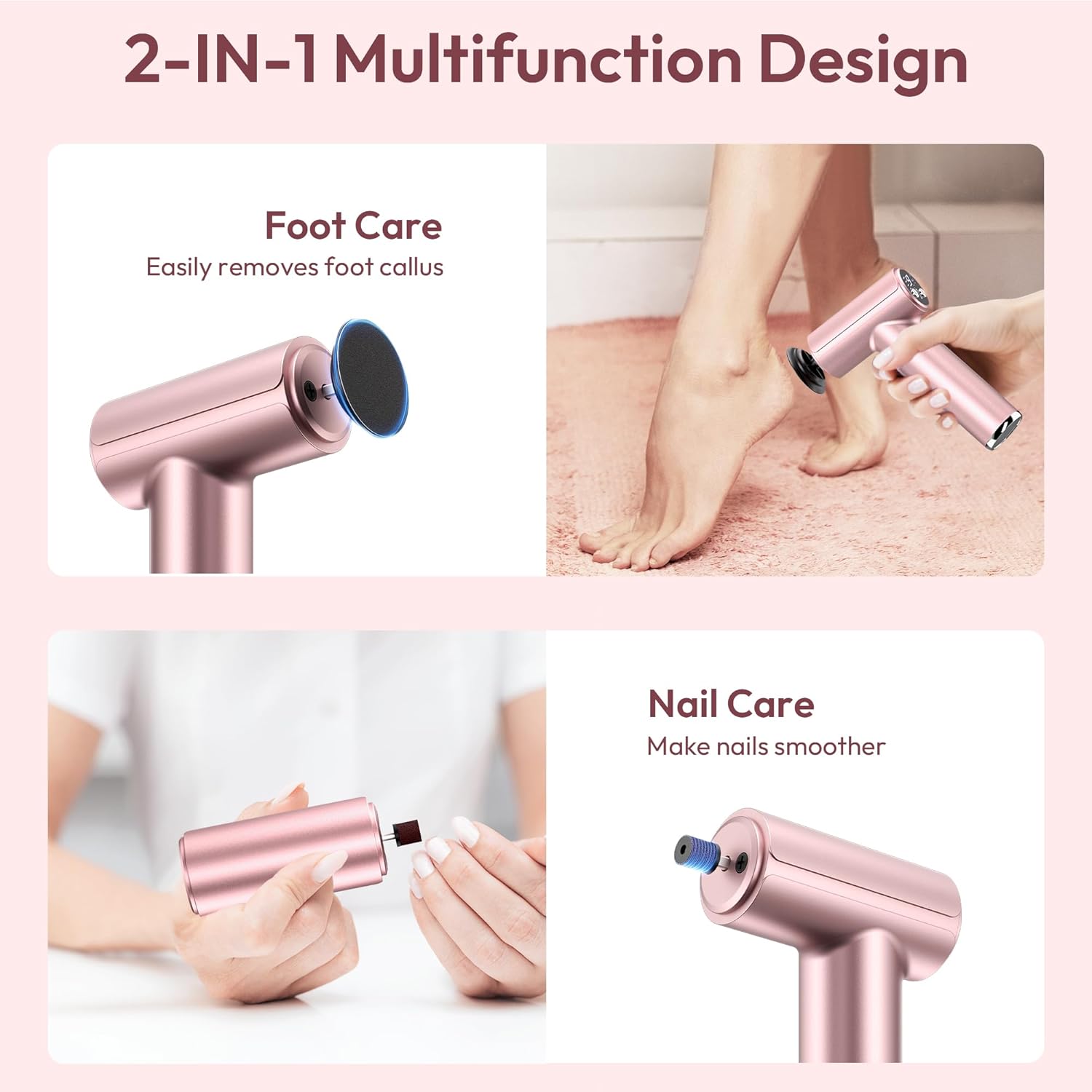 BASIC SUPPLY Electric Foot Callus Remover, 2 in 1 Rechargeable Electric Callus Remover for , Pedicure Tools with 70 count Sandpapers, Professional Foot File for - BASIC SUPPLY Electric Foot Callus Remover, 2 in 1 Rechargeable Electric Callus Remover for , Pedicure Tools with 70 count Sandpapers, Professional Foot File for -