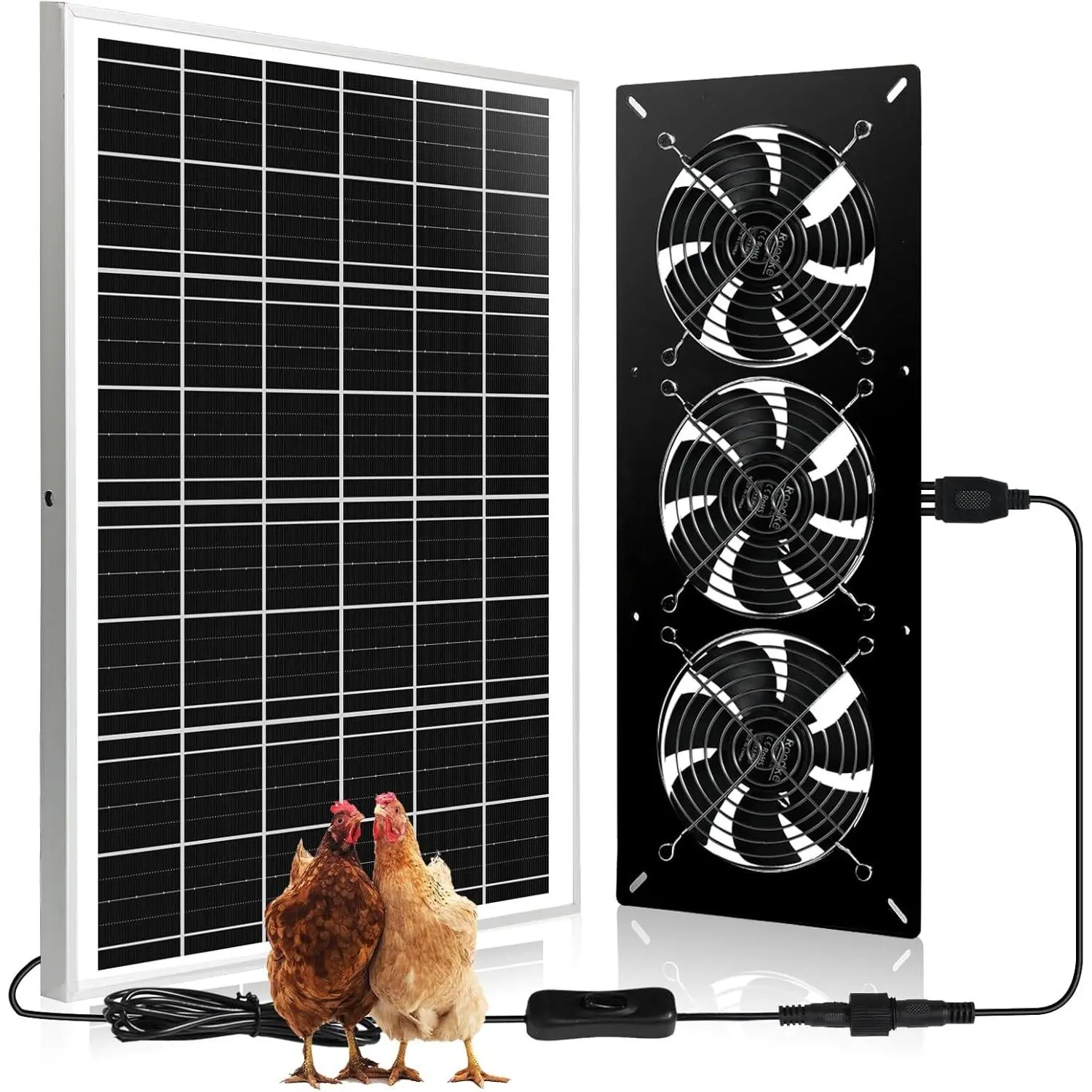 Solar Powered 3 Fan Kit, 25W High Velocity Waterproofed Solar Exhaust Fans for Outdoor Greenhouse Chicken Coop Shed Pet House