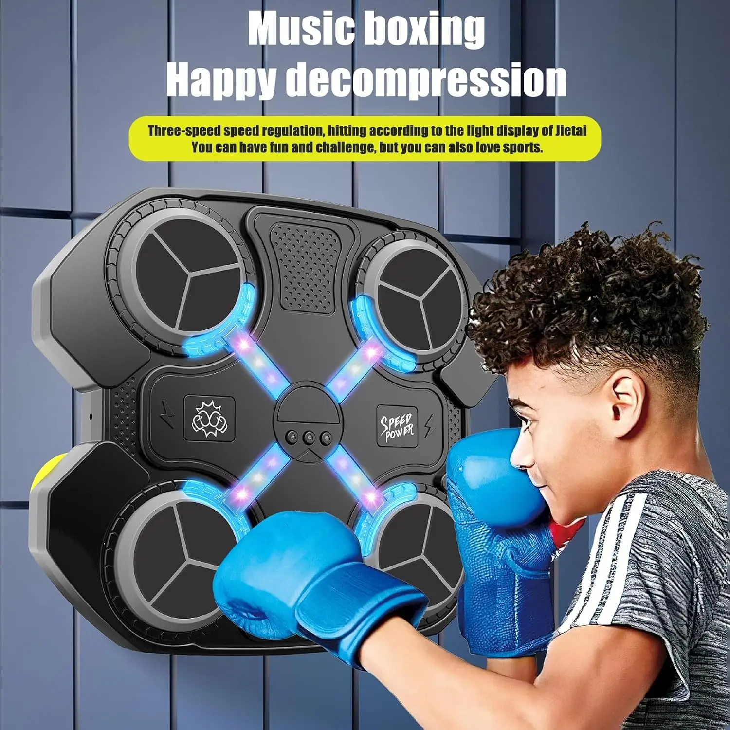 Bluetooth Music Boxing Machine - Wall-Mounted Electronic Smart Punching Pad with Gloves, Home Workout Equipment for Boxing Training