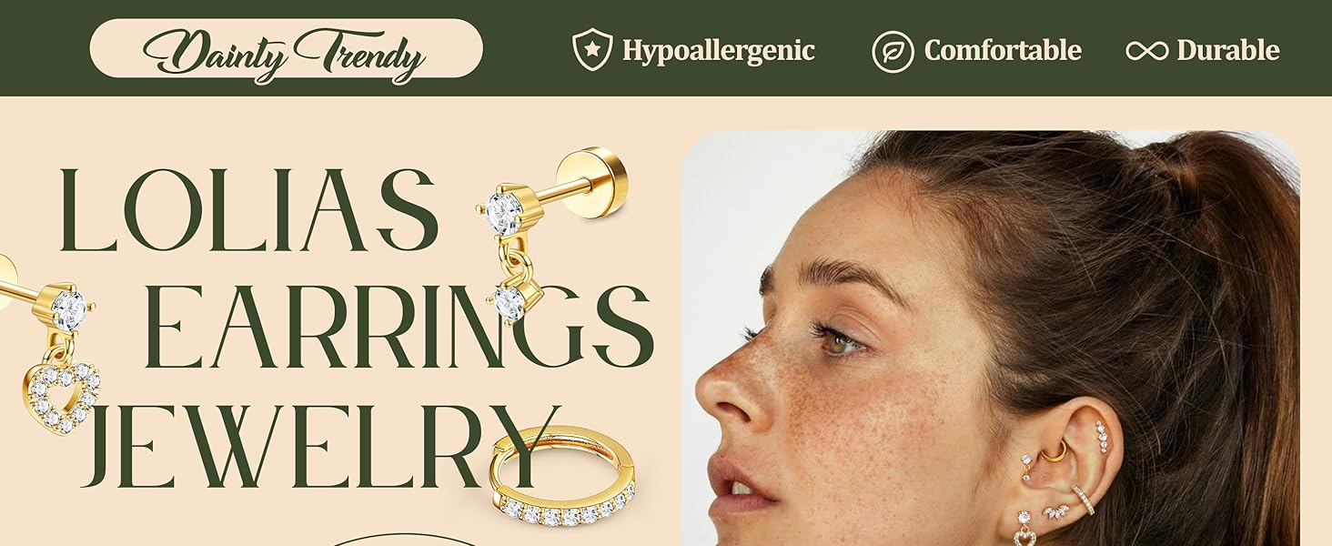 LOLIAS Hypoallergenic Flat Back Earrings for Women Cartilage Earrings Stacks-20G Surgical Stainless Steel Flatback Stud Hoop Earring Set Daith Conch Tragus Helix Piercing Jewelry LOLIAS Hypoallergenic Flat Back Earrings for Women Cartilage Earrings Stacks-20G Surgical Stainless Steel Flatback Stud Hoop Earring Set Daith Conch Tragus Helix Piercing Jewelry