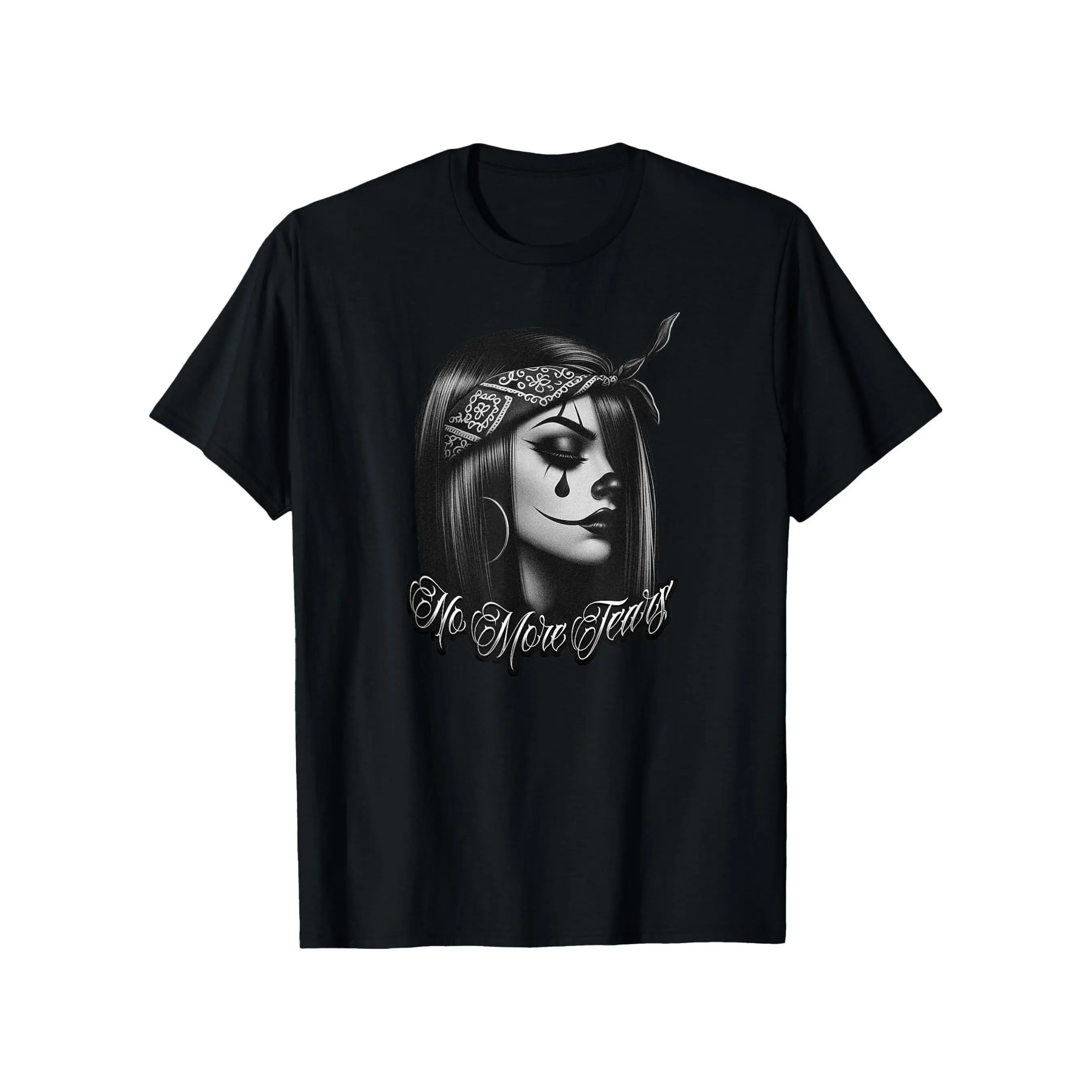 Men'S Cotton NO MORE TEARS Chicana Tattoo Chola Ch unisex soft cotton short sleeve t shirt, vintage graphic casual tee for men women teens, perfect birthday holiday gift for camping travel gym daily street casual wear