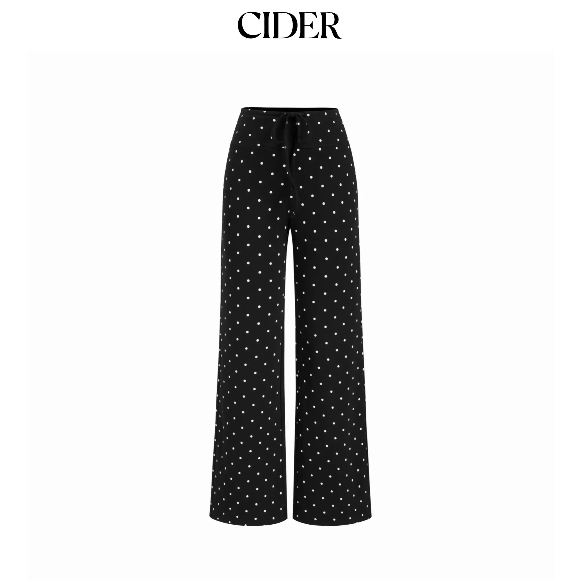Cider Cotton-blend Mid Rise Polka Dot Straight Leg Trousers