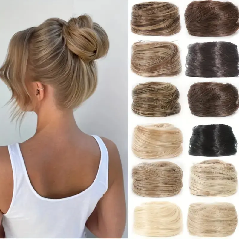 Synthetic Messy Bun Scrunchie Hair Extension - PE-Enhanced Design, 30-Second Quick Styling, Instant Voluminous Natural Look, Viral TikTok Trend, That Girl Aesthetic, Free Shipping, Suitable For All Hair Types