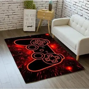 Blue Gaming Floor Rug, Plush Non-slip Area Carpet, Video Game Decor For Boys Teen Bedroom Game Room Living Room