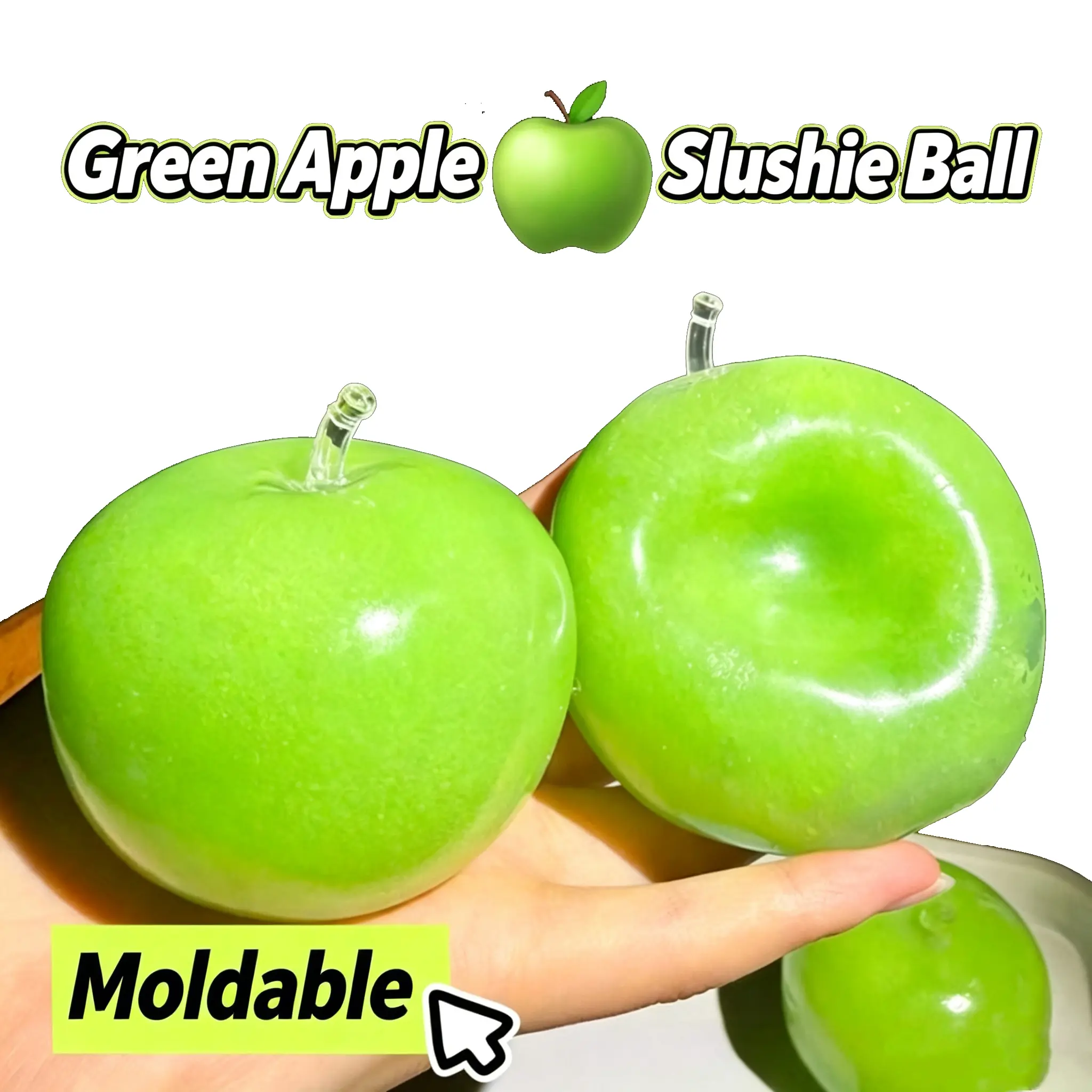 Green Apple Ice Sand Squeeze Ball, Moldable Squishy Hand Strengtheners for Anxiety Relief & Hand Exercise