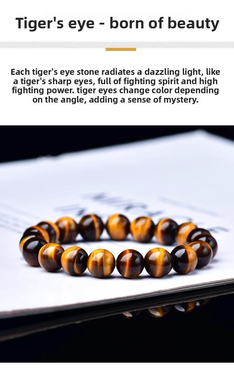 Natural Tiger Eye Stone Bracelet for Men and Women, Yellow Tiger Eye Stone, Colorful Tiger Eye Cat Eye Stone, Wood-Transformed Tiger Eye Stone Bracelet