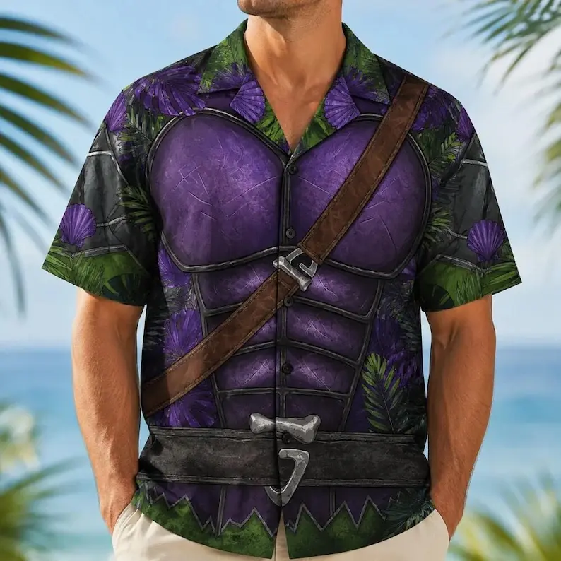 Men’s Purple Archer Costume Hawaiian Shirt, Fantasy Warrior Halloween Cosplay, Medieval Adventurer Party Outfit for Men#TikTokMadeMeBuyIt#CoupleMatching#HalloweenOutfit#HalloweenGift#Christmasgift
