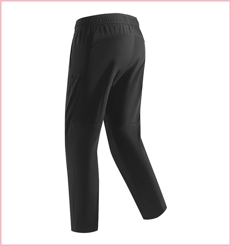 2026 Men's Summer Ice Silk Pants Business Casual Black Drawstring Elastic Waist Sports Casual Pants Quick-drying And Breathable