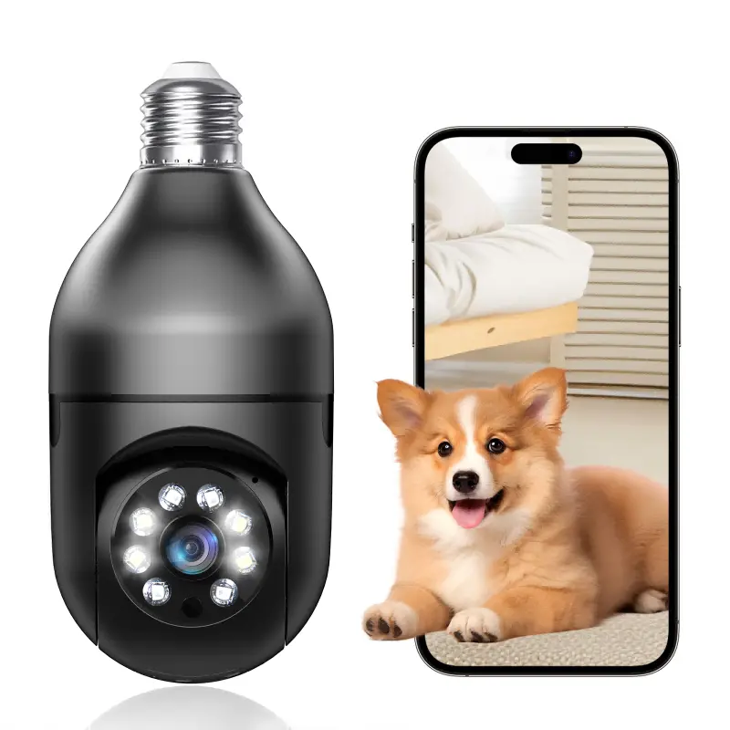 Light Bulb Security Camera -5G& 2.4GHz WiFi 2K Security Cameras Wireless Outdoor Motion Detection and Alarm,Two-Way Talk,Color Night Vision,Human Detection, Bulb Camera Compatible with Alexa