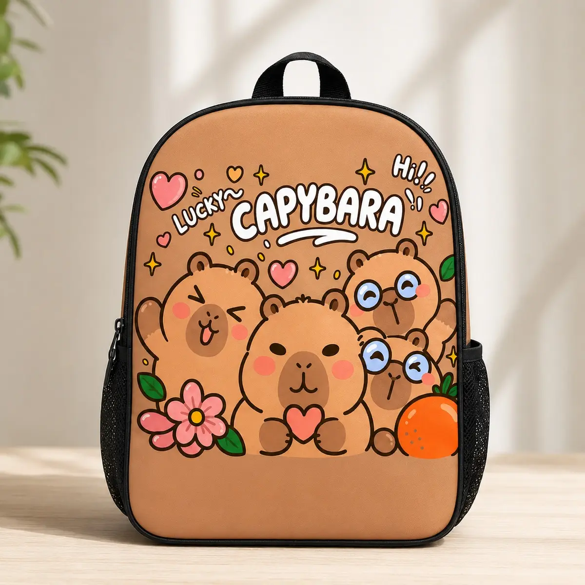 Cute Capybara Backpack Set for Girls Kids, Kawaii Animal School Backpack with Lunch Bag & Pencil Case, Adorable Capybara Book Bag for Elementary Students, Back to School Supplies, Cute Kids Gift, Large Capacity Student Backpack for School Travel