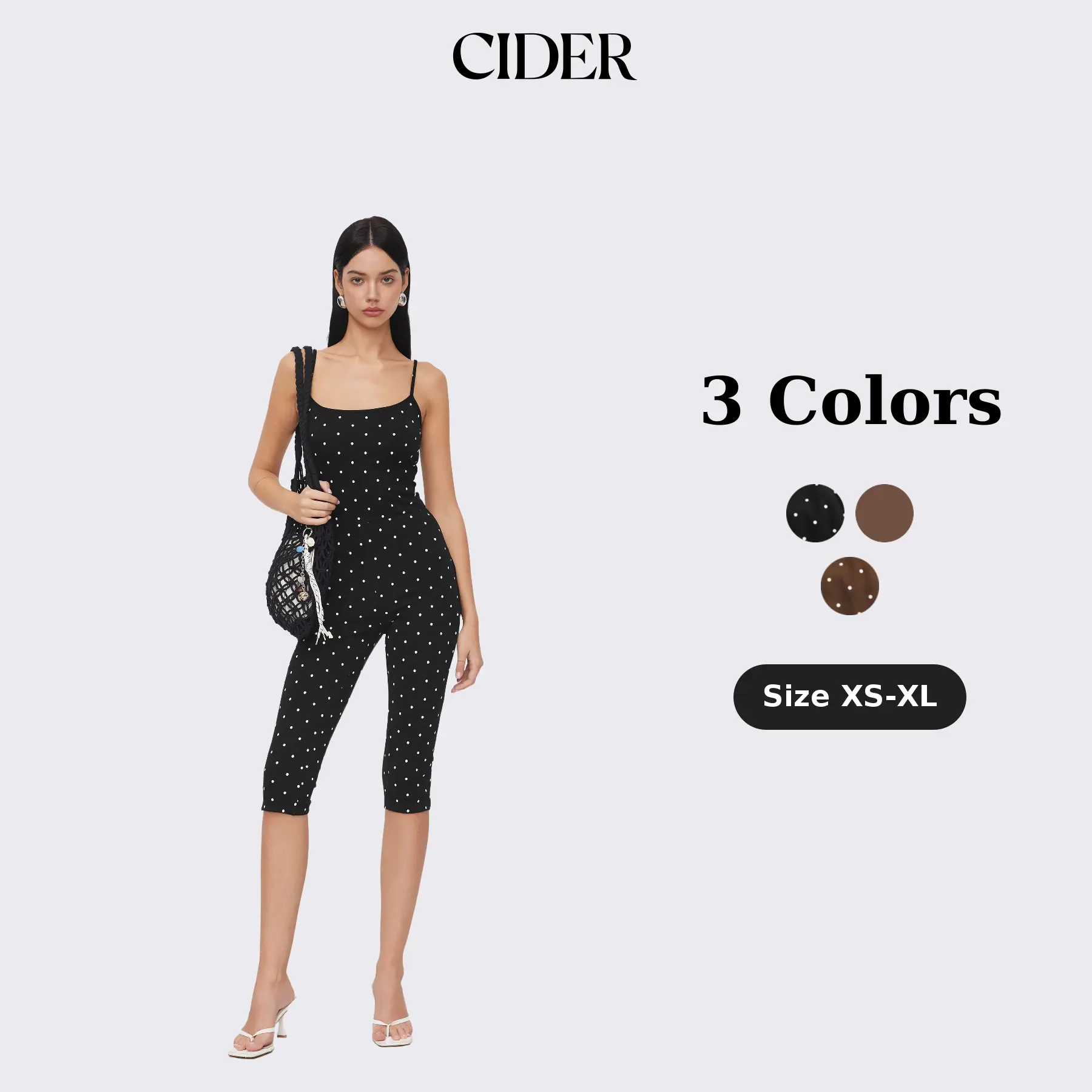 Cider Cotton-blend Polka Dot Capri Jumpsuit