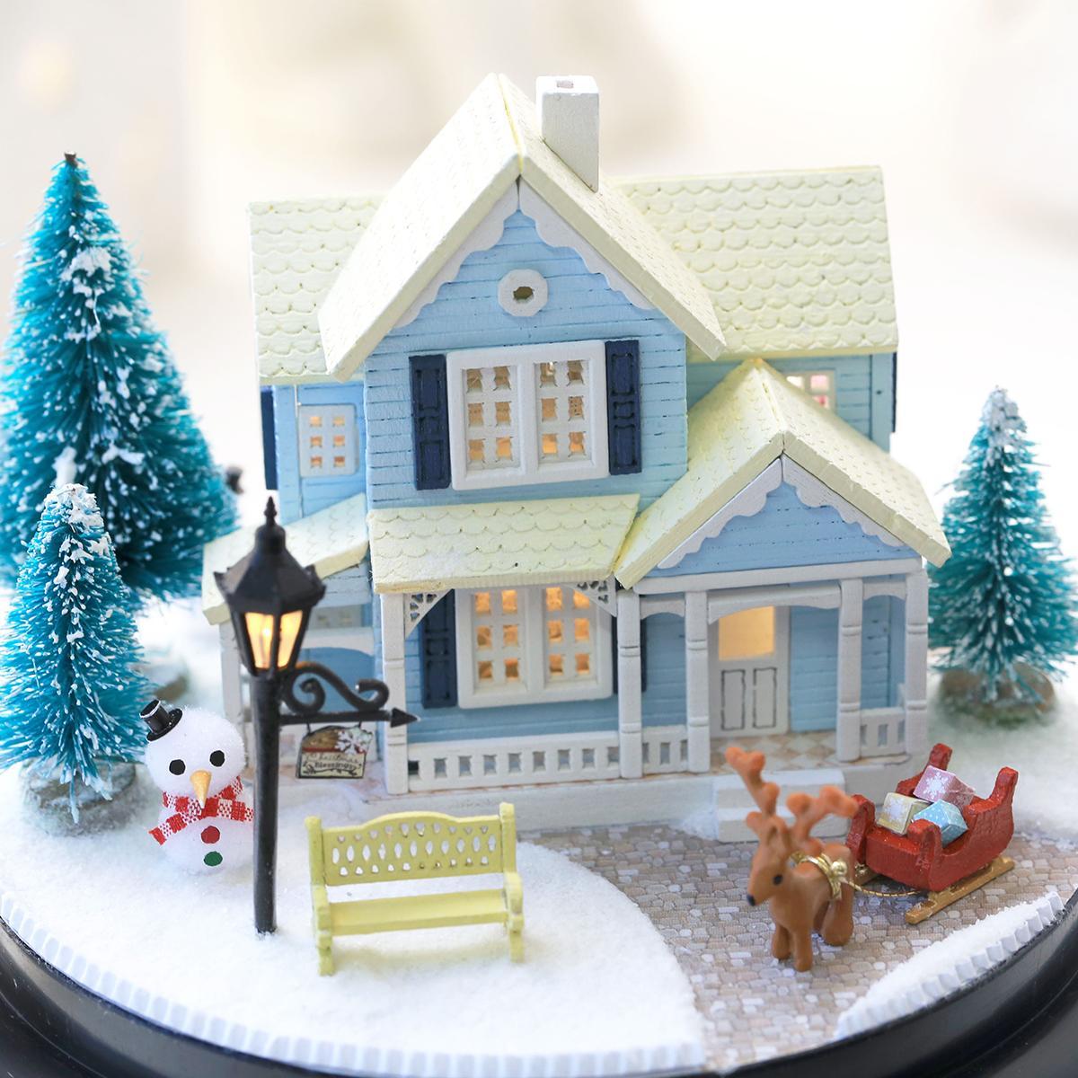 DIY Miniature House Kit, Nordic Fairy Tale Wooden DIY House Kit with LED Light, DIY Woodcraft Kit for Teenager & Adults, Birthday Gift