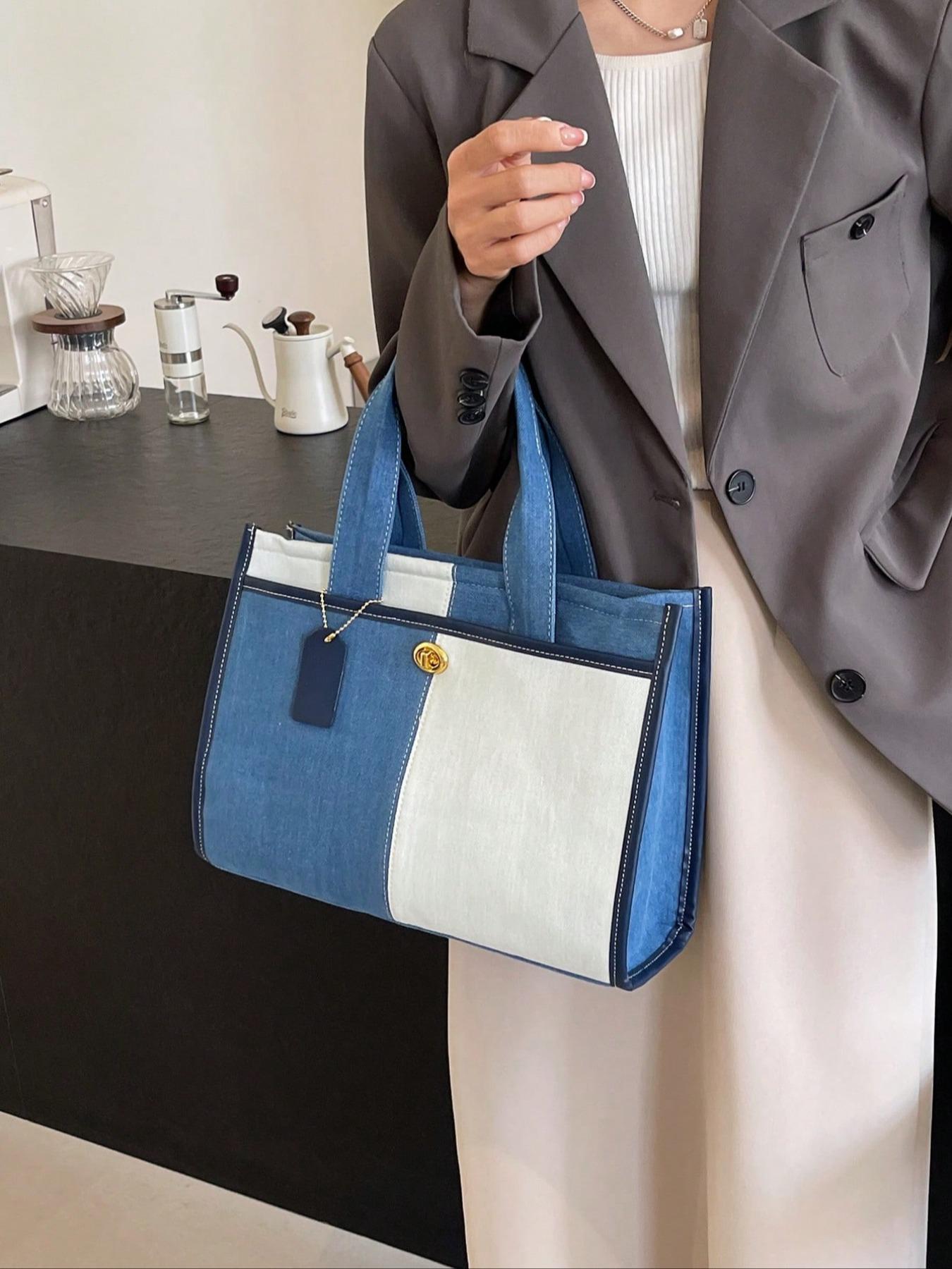 Women's Denim Tote Bag, Casual Versatile Shoulder Bag for Daily Used, Trendy All-match Ladies Purse Bag for Teen Girl Women College Student, for Students and Outdoor, Tote Bag for Women, Handbag Shoulder Bag