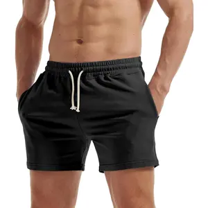 Mens Workout Sweat Shorts 5 Inch Cotton Casual Fitness Athletic Gym Shorts with Pockets