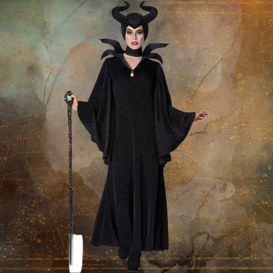 M-XL Punk Dark Vampire Queen Maleficent Cosplay Costume For Halloween Party