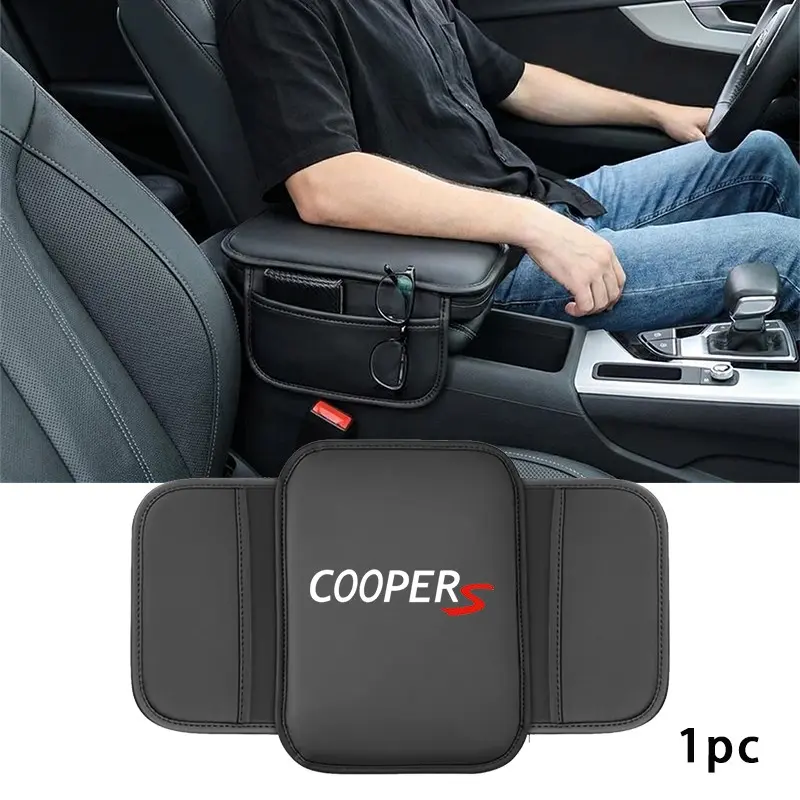 Mini Coopers Center Console Protective Pad, PU Leather, Stain & Wear Resistant, Easy Install, Unisex, 1pc Car Armrest Cushion, Car Organization Accessories