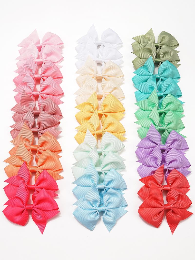 Minimalist Solid Color Bow Design Hair Clips, 30pcs/set Cute Bow Decor Hair Clips, Colorful Hair Accessories for Girls, Fashion Hair Accessories for Kids