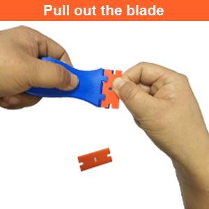 4 Pcs Plastic Razor Blade Scraper and 100 Pcs Blades, Remove Label Decal Tool， Forwithout Scratches Plastic Razor Blade Scraper, Adhesive Remover for Stickers, Gaskets and Paints on Window Car Glass