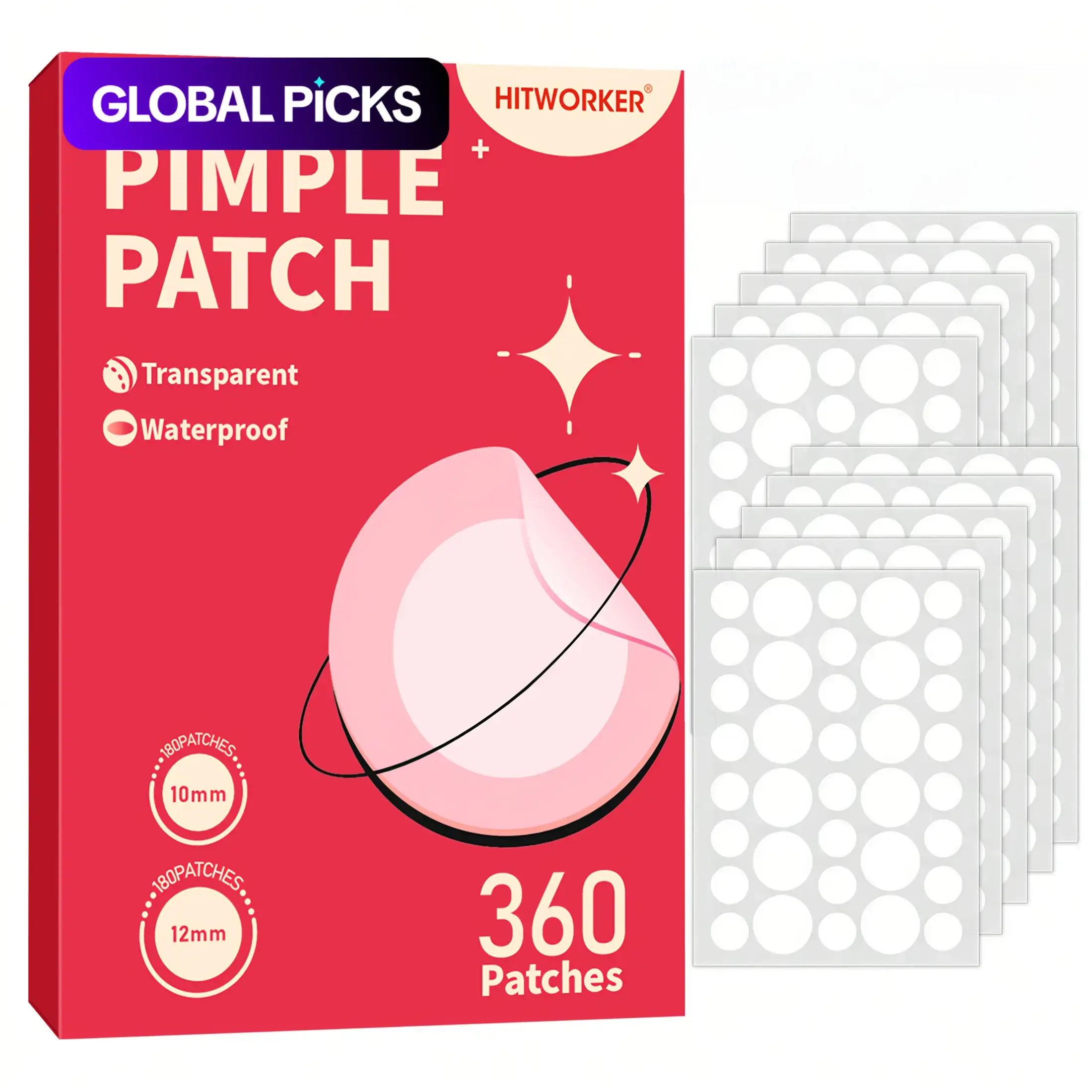 360pcs Invisible Waterproof Acne Patches, Seamless Spot Cover for Light Skin, Long-Lasting, Breathable, Natural Look Pimple Patch, Acne Stickers