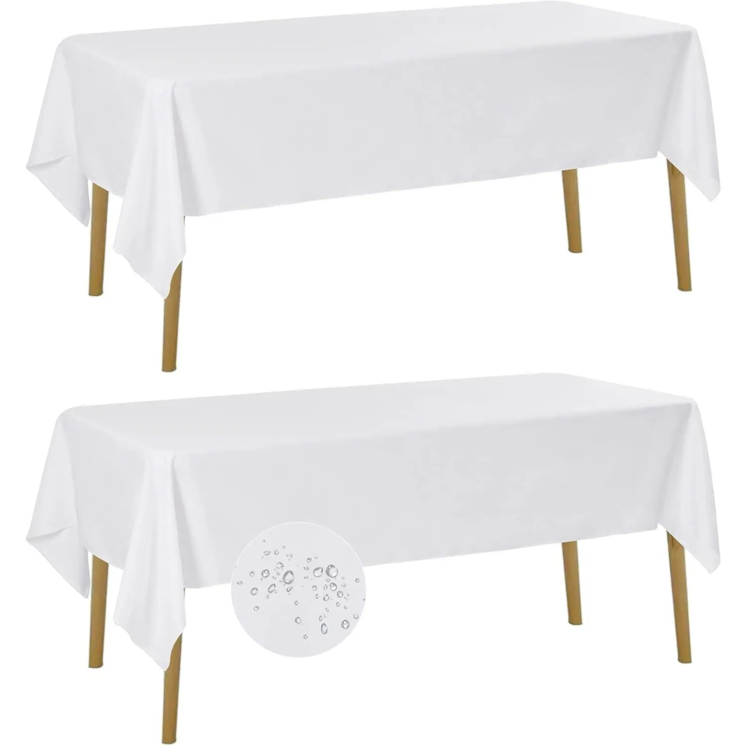 2 Pack Waterproof Polyester Rectangle Tablecloth (60x120 in) - Stain, Wrinkle Resistant Decorative Cover for Pet Grooming, Christmas, Birthday, Thanksgiving Picnic